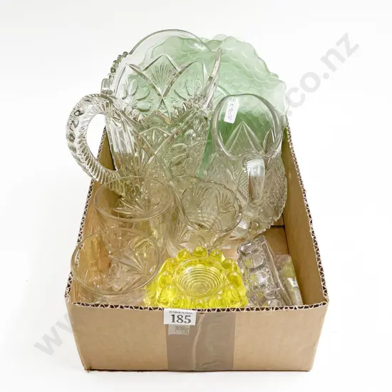 Box of Assorted Pressed Glassware