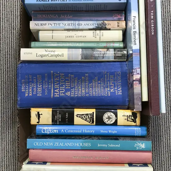 Box of Assorted Books Including Early NZ Reference Volumes