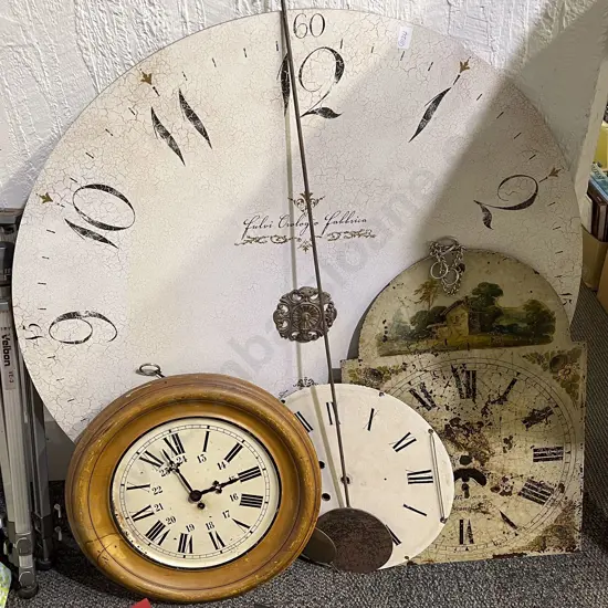 Quantity of Assorted Clock Faces and Assorted Parts