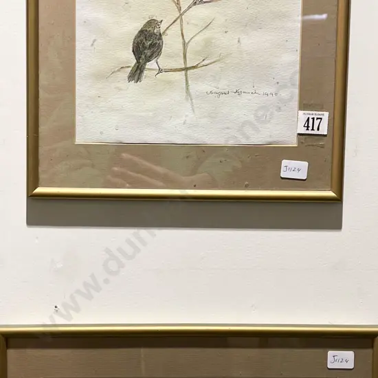 Pair of Two Indistinctly Signed W/C Bird Studies