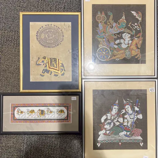 Four Framed Assorted Indian and Thai Works