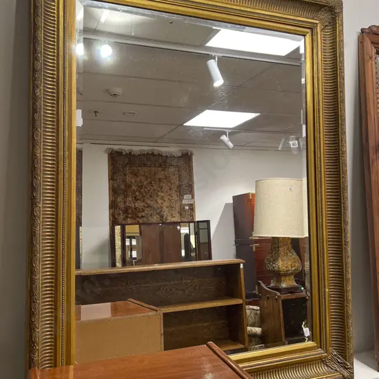Large Gilt Framed Bevel Edged Wall Mirror
