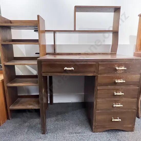 Small Desk Together with Two Assorted Bookshelves