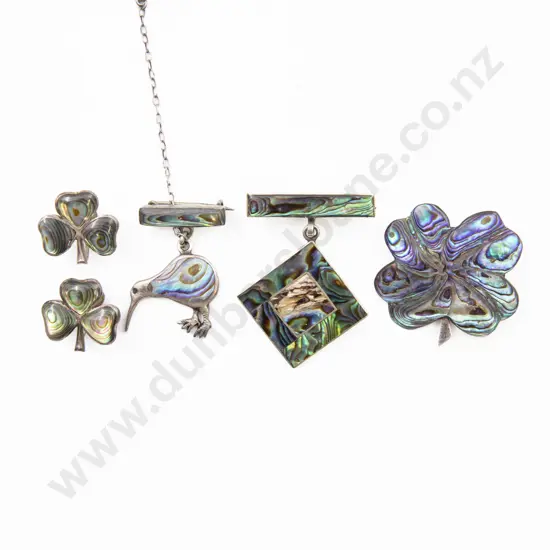 S/S and Paua Lucky Four Leaf Clover Brooch