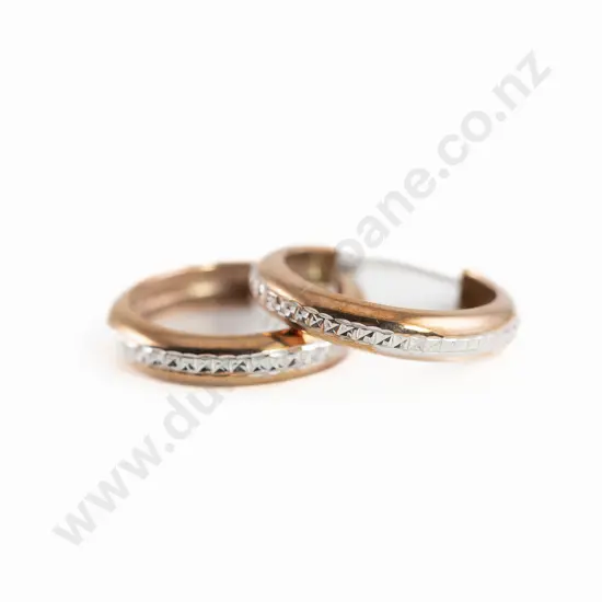 Pair 9ct Rose and White Gold Hoop Earrings