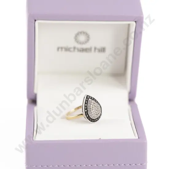 9ct 84stone Sapphire and Diamond Pear Shape Cluster Dress Ring