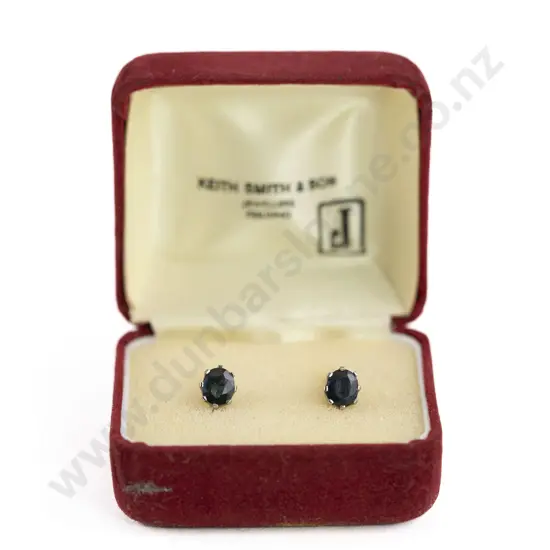 Pair 9ct Mounted Single Sapphire Stud Earrings
