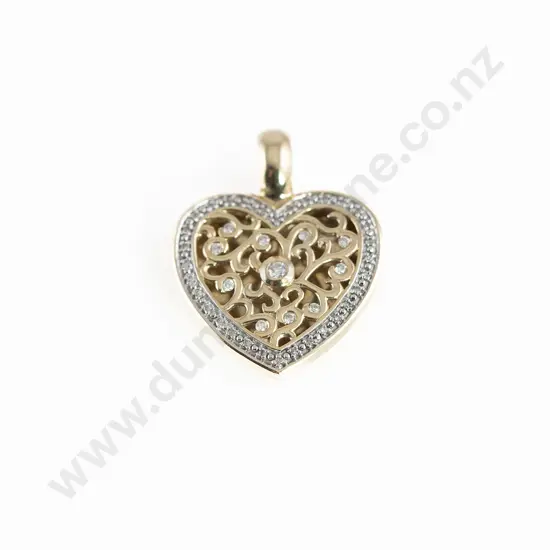 10ct 43stone Diamond Heart Pendant