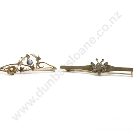Edw 9ct and 18ct Bar Brooches