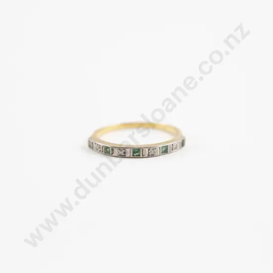 18ct Nine Stone Emerald and Diamond Eternity Band