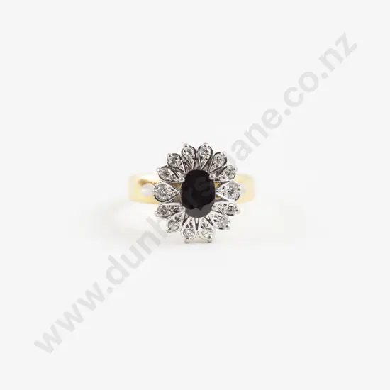 18ct 15stone Sapphire and Diamond Cluster Ring