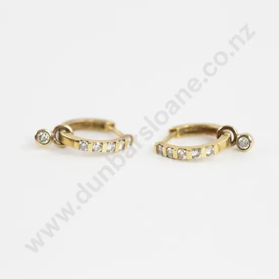 18ct and Diamond 'Huggie' Hoop Earrings