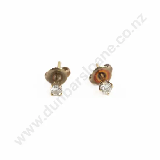 Pair 9ct Single Diamond Stud Earrings