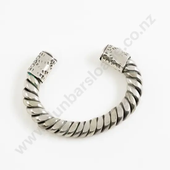 Small Vintage Yemeni Gathban Twisted Silver Metal Bracelet