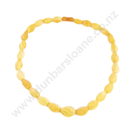Single Strand Faceted Lozenge Yellow Amber bead Necklace