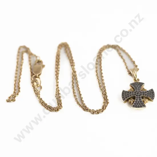 14ct Sapphire and Diamond Cross Pendant