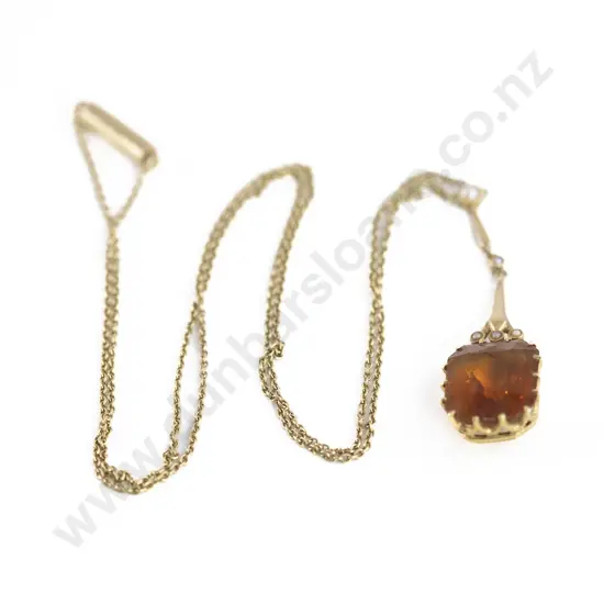 Edwardian 15ct Cairngorm Quartz Pendant