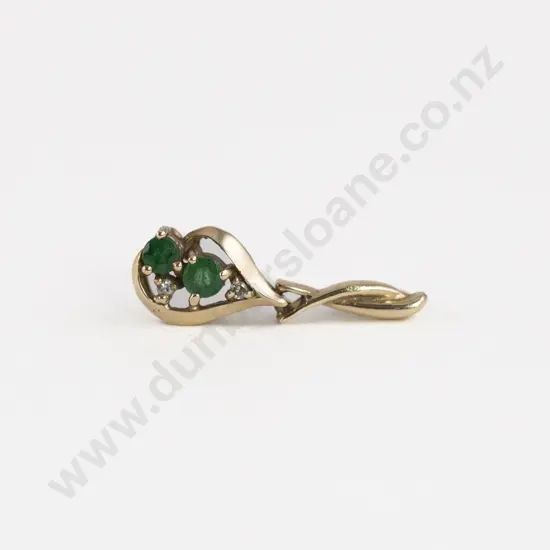 9ct Two Stone Emerald Pendant