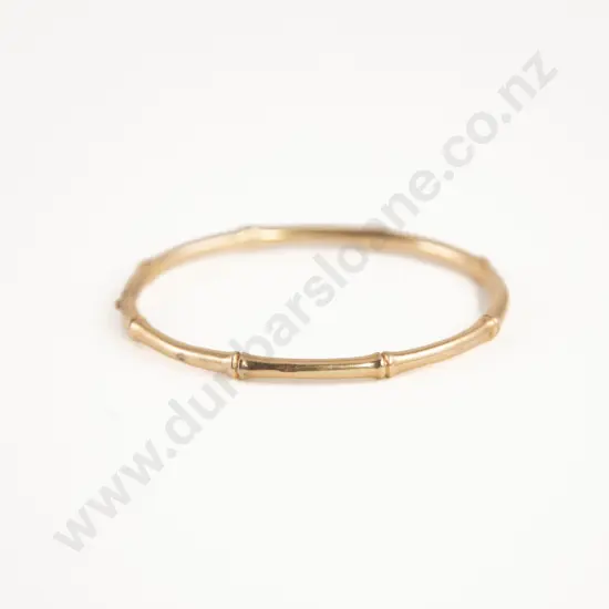 9ct Thin Bamboo Pattern Hinged Snap Bangle