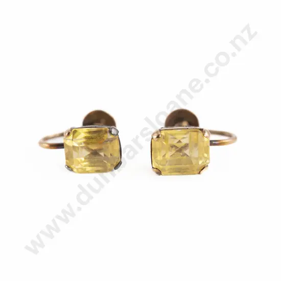 Pair 9ct Mounted Single Citrine Stud Earrings