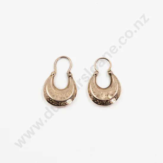 Pair 9ct Pendant Hoop Earrings