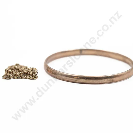 9ct Neck Chain with 9ct Silver Lined Bangle