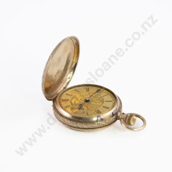 10ct Small Engraved Hunter Cased Lever Wind Pocket Watch
