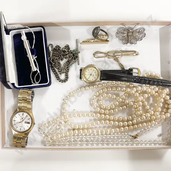 Cased Kyoto Tokyo S/S Single Cultured Pearl Tie Clip