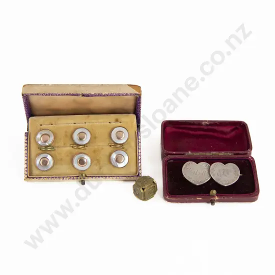 Victorian Silver Double Heart Memorial Brooch