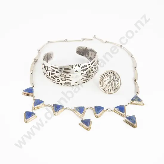 Ecuador .925 Silver and Lapis Necklace