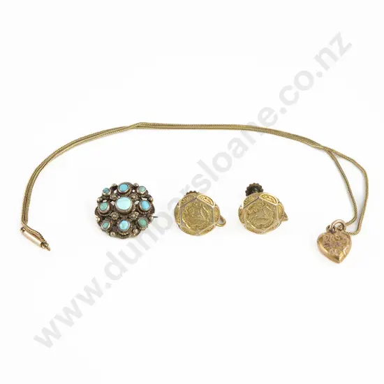 Edwardian 9ct 'Forget Me Not' Heart Pendant