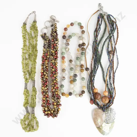 Four Mid/Late C20th Modern Design Bead Necklaces