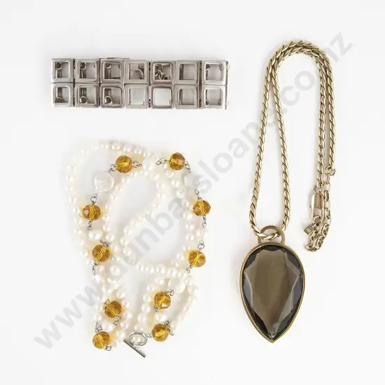 Modern Dyrberg/Kern 'Jotum' Chain and Smoky Glass Pendant