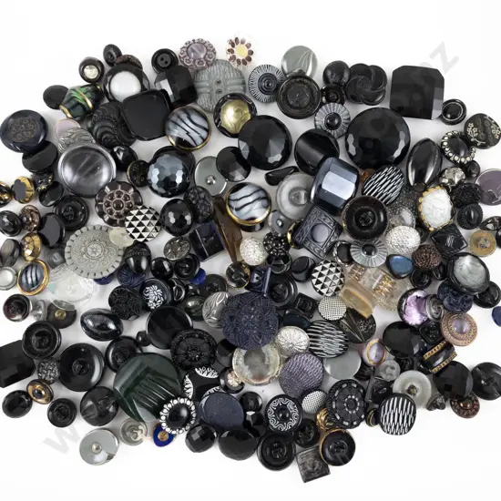 Collection Mixed Black Glass Buttons