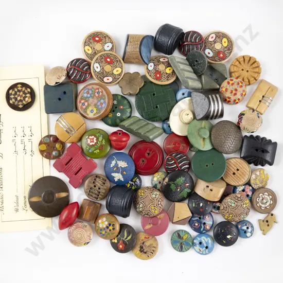Collection Painted and Pressed Wooden Buttons