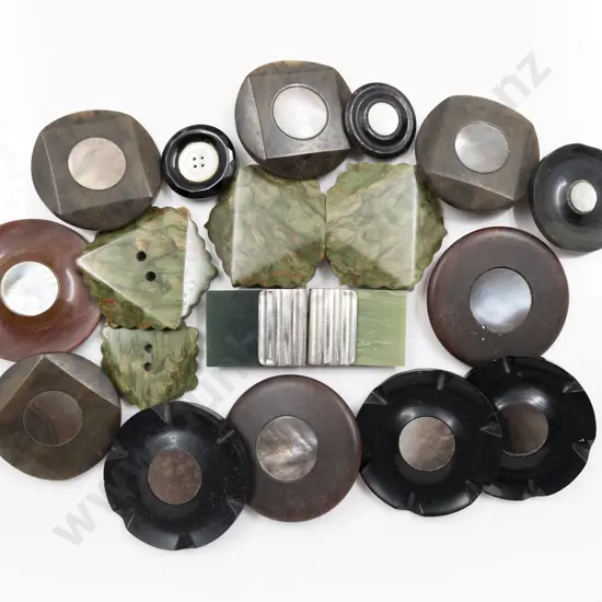 Collection Buttons with MOP Inlays and Bakelite Buckle with Two Matched Buttons