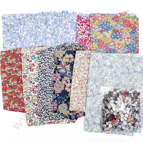 Collection Liberty's Fine Cotton Print Material Pieces and Covered Buttons