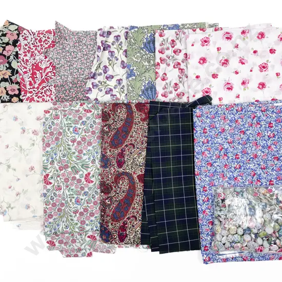 Collection Liberty's Fine Cotton Print Material Pieces and Covered Buttons