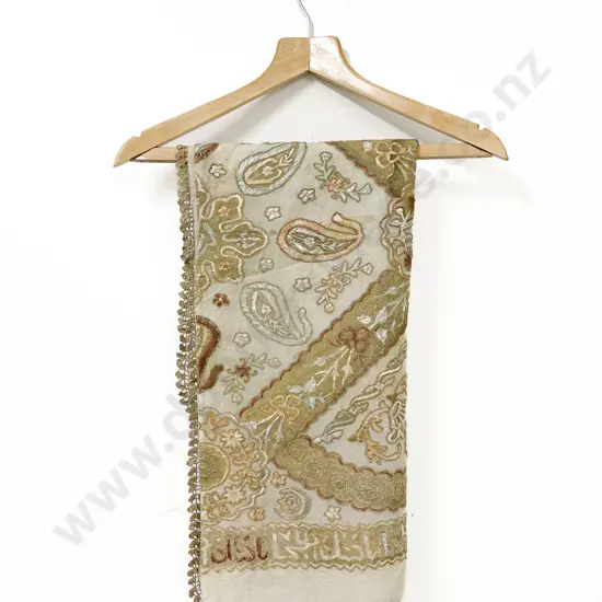 Antique Silk and Gold Thread Embroidered Table Cover