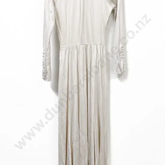 Vintage Cream Satin Simple Design Wedding Gown