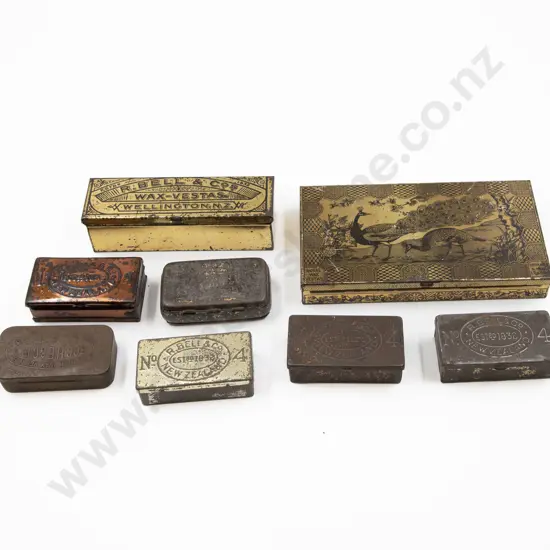 Collection Eight Assorted Wax Vesta Tins
