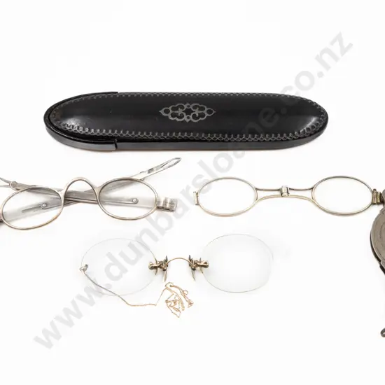 Two Pair Antique Spectacles and Lorgnette