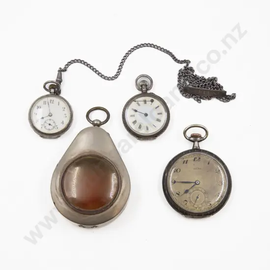 Two S/S Cased Fob Watches