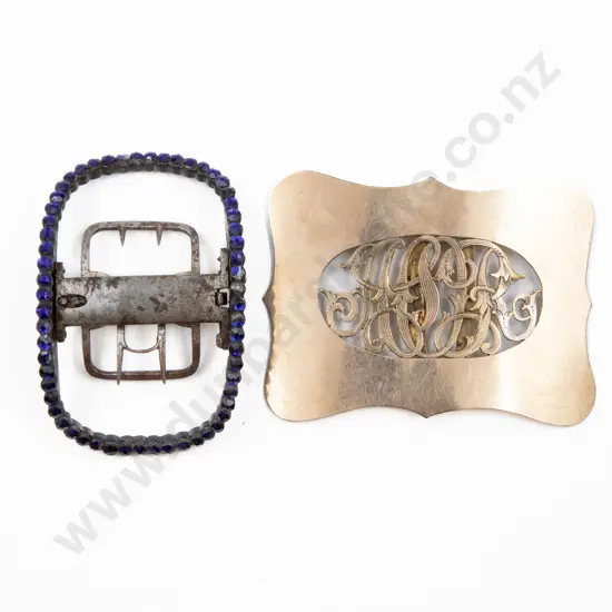 Georgian Steel and Sapphire Glass Shoe Buckle