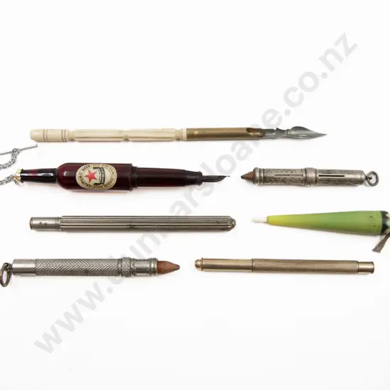 Collection Seven Novelty and Various Dip Pens and Pencils