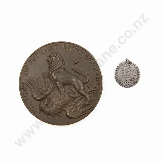 Bronze Commemorative Jutland Medallion and silver token