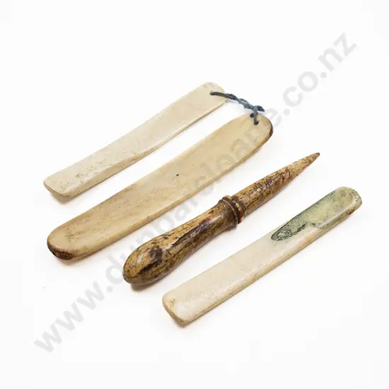 C19th Whale Bone Sailmaker's Fid and Seam Rubbers
