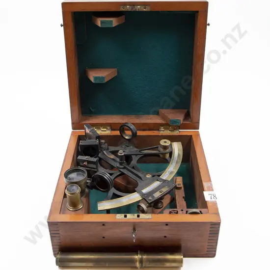C19th Original Fitted Box Hakes of Hull Brass Sextant