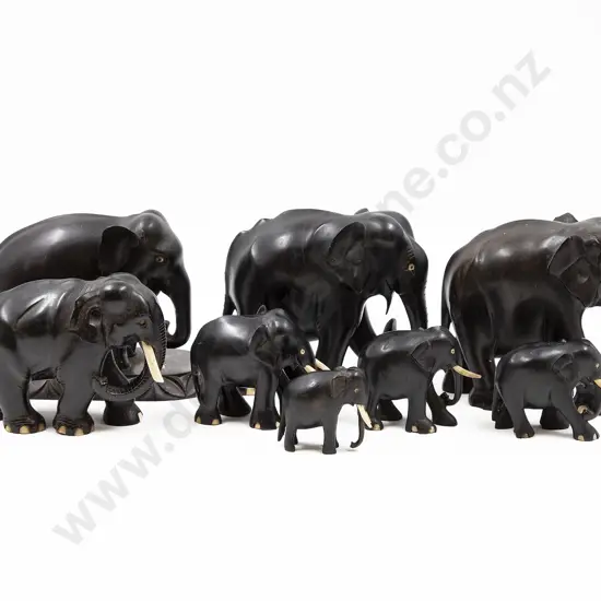 Collection of Ebony Elephants
