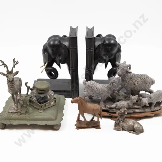 Pair of Ebony Elephant Bookends